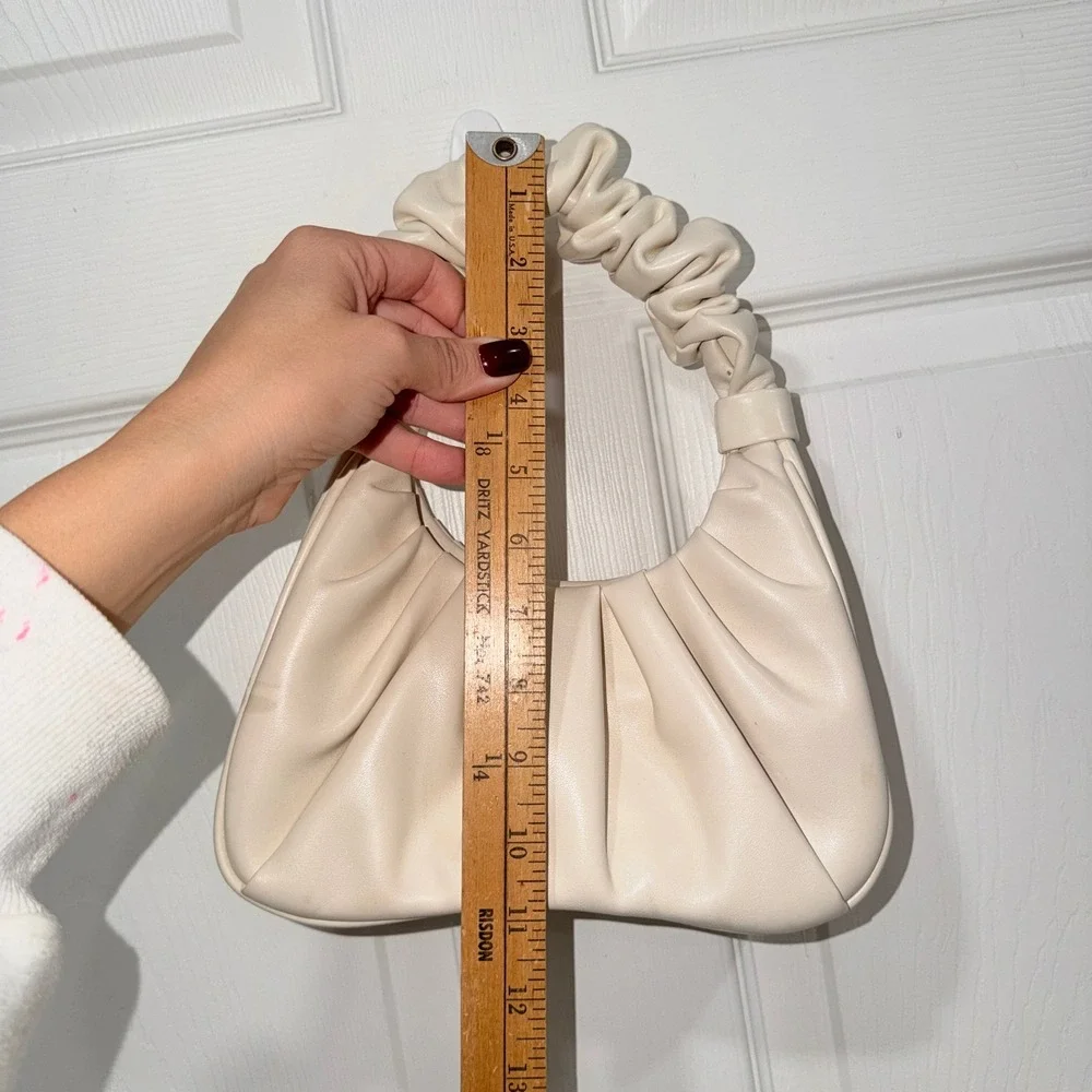 JW Pei Cream Ruched Shoulder‎ Bag Faux Leather Trendy Handbag